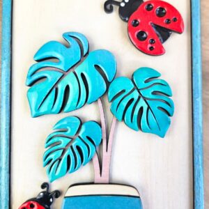 Cadre enchanté – Les Coccinelles et la Monstera