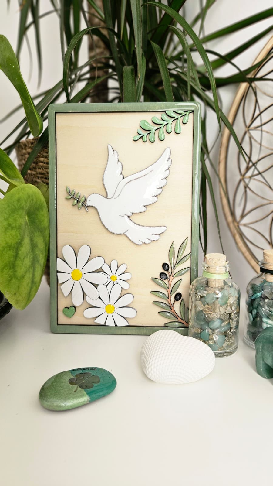 Cadre enchanté – La Colombe et les Marguerites